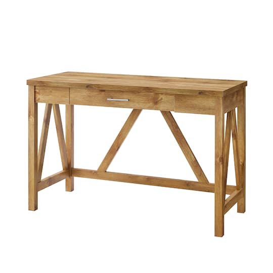 Walker Edison 46" Barnwood A Frame Wood Computer Desk with Drawer